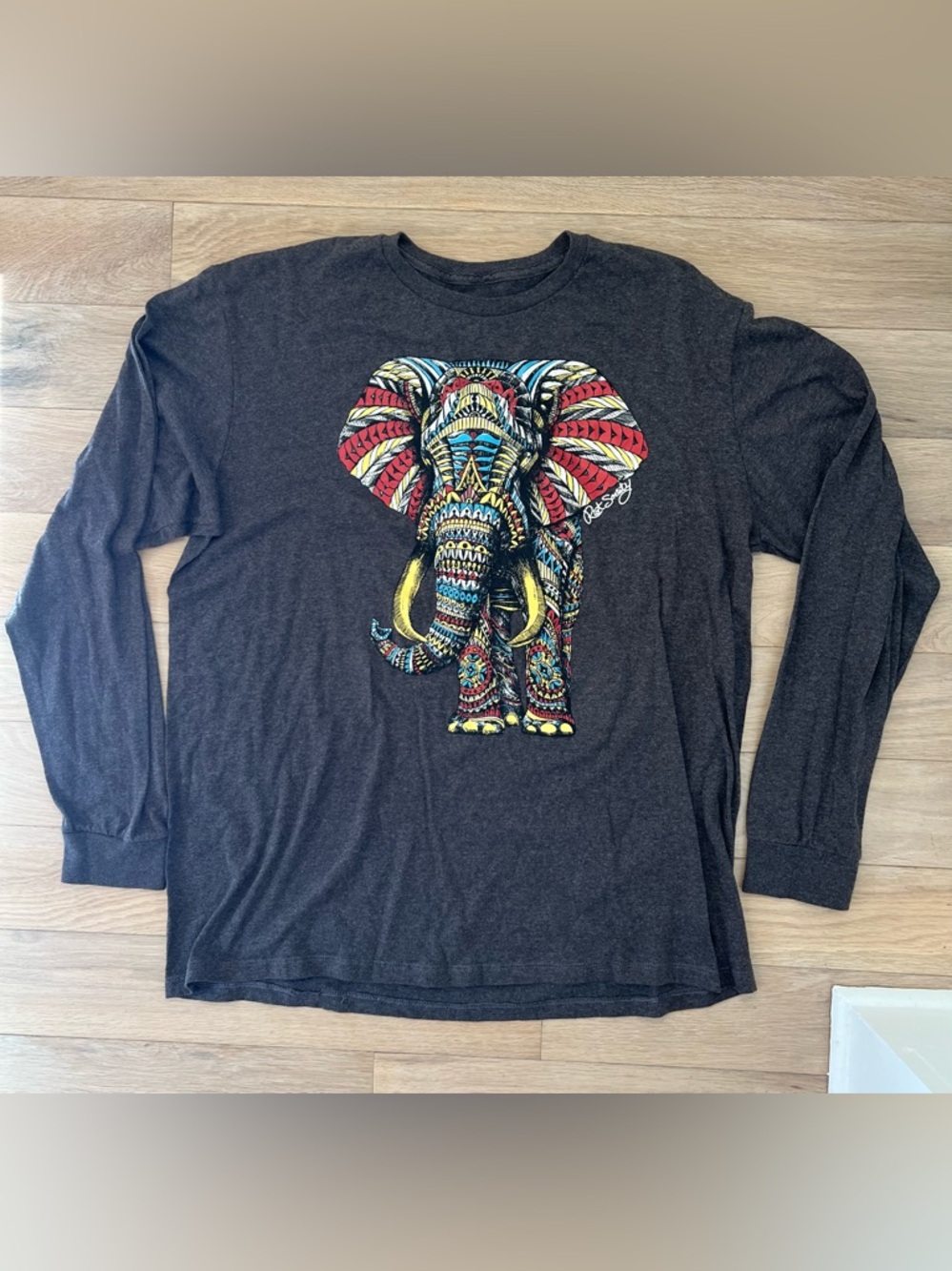Riot Society Graphic Elephant Long Sleeve T-shirt Men’s XL Gray